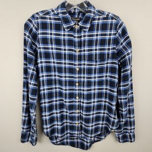 Abercrombie & Fitch Flannel Blue and Black Plaid Shirt Sz Small